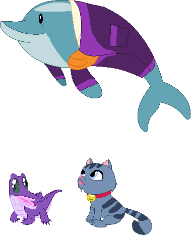 Size: 379x466 | Tagged: safe, artist:victorfazbear, derpibooru import, edit, alligator, cat, dolphin, g4, my little pony: pony life, bubbles cherub mcsquee, finn tastic, g4.5 to g4, generation leap, image, male, png