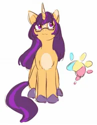 Size: 1308x1686 | Tagged: safe, artist:mayugraffiti, derpibooru import, oc, unofficial characters only, pony, unicorn, female, glasses, horn, image, jpeg, looking up, mare, pale belly, simple background, sitting, smiling, solo, white background