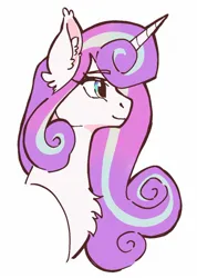 Size: 1088x1527 | Tagged: safe, artist:mayugraffiti, derpibooru import, princess flurry heart, alicorn, pony, g4, chest fluff, eyebrows, eyebrows visible through hair, female, image, jpeg, lidded eyes, mare, older, older flurry heart, profile, smiling, solo