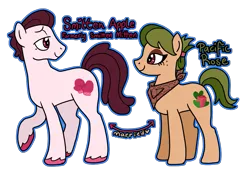 Size: 1139x779 | Tagged: safe, artist:queertrixie, derpibooru import, oc, oc:pacific rose, oc:smitten apple, unofficial characters only, earth pony, pony, apple family member, couple, derpibooru exclusive, duo, duo male and female, female, image, male, mare, neckerchief, png, simple background, stallion, transparent background