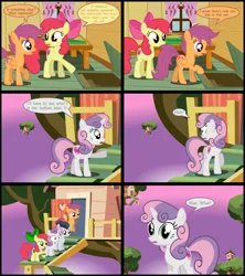 Size: 5400x6075 | Tagged: safe, artist:gm-scoots, derpibooru import, apple bloom, rumble, scootaloo, sweetie belle, earth pony, pegasus, pony, unicorn, g4, apple bloom's bow, bow, clubhouse, collaboration:crusade crisis, colt, crusaders clubhouse, cutie mark crusaders, female, filly, foal, green lantern ring, hair bow, horn, image, male, png