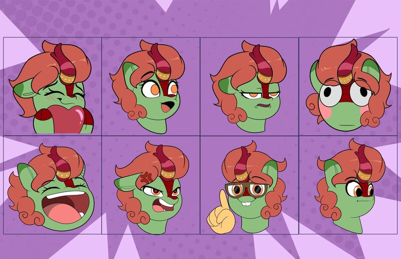 Size: 3600x2324 | Tagged: safe, artist:joaothejohn, derpibooru import, oc, oc:spring glow, unofficial characters only, kirin, blushing, commission, cute, emoji, emotes, expressions, glasses, heart, horn, image, jpeg, kirin oc, laughing, lidded eyes, meme, open mouth, poggers, shy, smiling, solo, your character here