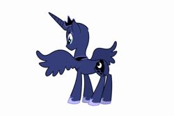 Size: 1620x1080 | Tagged: safe, derpibooru import, official, princess luna, alicorn, pony, g4, animated, bald, behind the scenes, butt, female, flash, flash asset, image, looking at you, mare, no mane, no sound, no tail, plot, puppet rig, rig, simple background, solo, spinning, standing, turnaround, webm, white background, you spin me right round