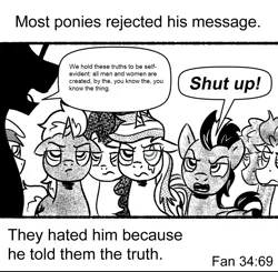 Size: 840x824 | Tagged: safe, artist:pony-berserker, derpibooru import, oc, oc:shadowed ember, oc:silver sickle, oc:slipstream, pony, unicorn, horn, image, meme, meme template, most people rejected his message, png