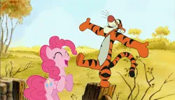 Size: 3940x2260 | Tagged: safe, artist:thebigtteamadventures, derpibooru import, pinkie pie, disney, image, jpeg, tigger, winnie the pooh