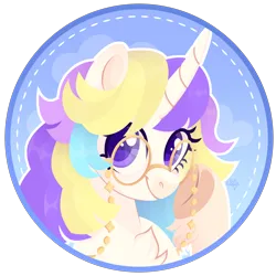 Size: 3000x3000 | Tagged: safe, artist:kabuvee, derpibooru import, oc, pony, unicorn, bust, female, glasses, horn, image, mare, png, portrait, solo