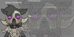 Size: 1587x808 | Tagged: safe, artist:canaryprimary, artist:edy_january, derpibooru import, edit, editor:edy_january, oc, oc:queen candytuft, unofficial characters only, diamond dog, dog, series:operation candytuft, g4, antagonist, background profile, bad girl, collar, crime, criminal, dog collar, helmet, image, oc villain, png, profile, simple background, skull helmet, solo, text, vector used, zoom layer