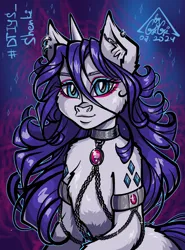 Size: 2000x2700 | Tagged: safe, artist:gigisarts, artist:shenki, derpibooru import, rarity, pony, unicorn, bracelet, draw this in your style, ear piercing, horn, image, jewelry, piercing, png, ruby, solo