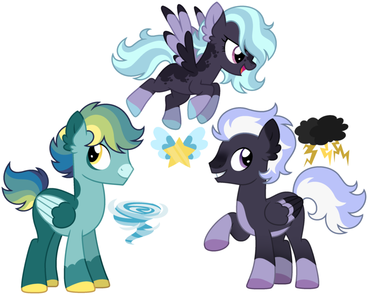 Size: 2920x2342 | Tagged: safe, artist:strawberry-spritz, derpibooru import, oc, unofficial characters only, pegasus, pony, colored wings, female, image, male, mare, multicolored wings, offspring, parent:cloudchaser, parent:rainbow dash, parent:soarin', parent:thunderlane, parents:flitterlane, parents:soarindash, parents:thunderchaser, png, simple background, stallion, transparent background, two toned wings, wings