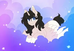 Size: 2048x1418 | Tagged: safe, artist:karzii, derpibooru import, oc, oc:bejewelled clouddust, unofficial characters only, alicorn, pony, art trade, emo, image, jpeg, lgbt, ponysona