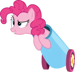 Size: 3107x3000 | Tagged: safe, artist:cloudy glow, derpibooru import, pinkie pie, earth pony, pony, g4, female, image, party cannon, png, pony cannonball, simple background, solo, transparent background, vector