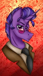 Size: 1338x2374 | Tagged: safe, artist:darklight1315, derpibooru import, oc, oc:twiggy, unofficial characters only, pony, unicorn, fallout equestria, clothes, detective, fallout equestria: mayday, glasses, horn, image, necktie, png, pre-war, round glasses, solo