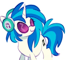 Size: 2048x1870 | Tagged: safe, artist:risswm, derpibooru import, vinyl scratch, pony, unicorn, g4, female, glasses, headphones, horn, image, mare, png, simple background, smiling, solo, standing, turned head, vinyl's glasses, white background