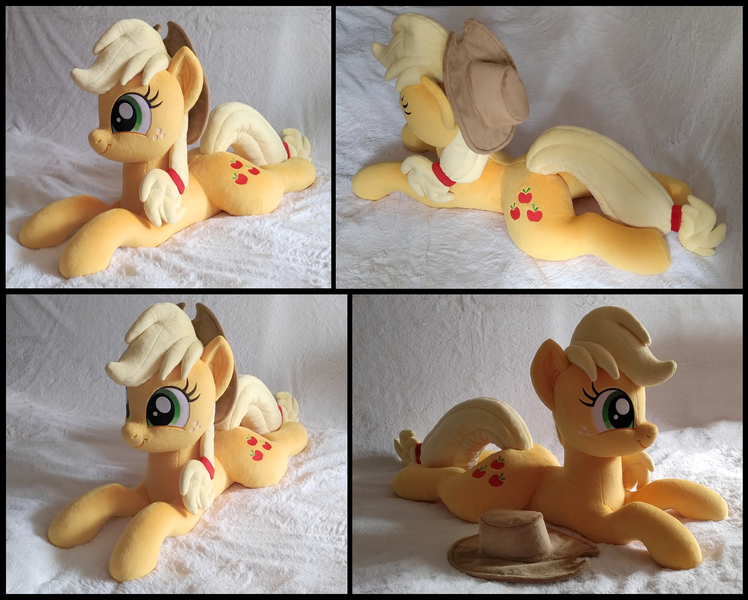 Size: 1996x1602 | Tagged: safe, artist:littlefairyswonders, derpibooru import, applejack, pony, image, irl, lying down, photo, plushie, png, prone, solo