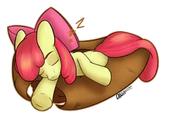 Size: 5016x3541 | Tagged: safe, artist:playful wings, derpibooru import, apple bloom, earth pony, pony, g4, applejack's hat, blank flank, cowboy hat, eyes closed, female, filly, foal, hat, image, onomatopoeia, png, simple background, sleeping, solo, sound effects, transparent background, zzz