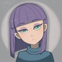 Size: 4000x4000 | Tagged: safe, artist:lotus, derpibooru import, maud pie, human, bust, gray background, humanized, image, jpeg, looking at you, portrait, simple background, solo, spotlight, text