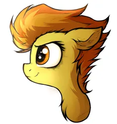 Size: 3250x3450 | Tagged: safe, artist:tatykin, derpibooru import, spitfire, pegasus, pony, g4, bust, chest fluff, ear fluff, female, high res, image, mare, png, portrait, profile, side view, simple background, smiling, solo, white background