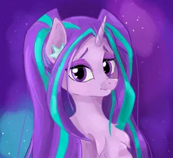 Size: 1940x1773 | Tagged: safe, artist:roachy, derpibooru import, aria blaze, ponified, pony, unicorn, equestria girls, g4, chest fluff, derpibooru exclusive, eyeshadow, female, hair accessory, high res, horn, image, jpeg, makeup, mare, my little pony equestria girls: rainbow rocks, newbie artist training grounds, purple eyeshadow, rainbow rocks 10th anniversary, solo