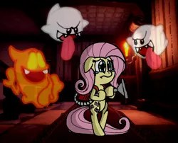 Size: 1930x1557 | Tagged: safe, artist:captainquack64, derpibooru import, fluttershy, ghost, pegasus, pony, undead, g4, 2019, bipedal, boo (super mario), female, image, luigi's mansion, mare, nintendo, png, super mario bros.