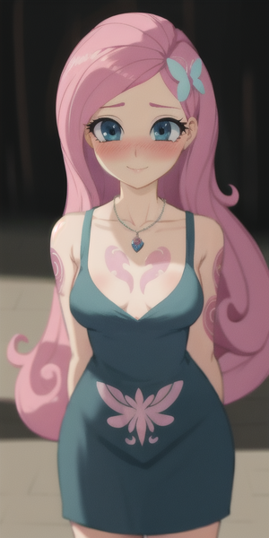 Size: 512x1024 | Tagged: safe, ai content, derpibooru import, machine learning generated, prompter:narica, fluttershy, human, equestria girls, g4, image, looking at you, png, solo