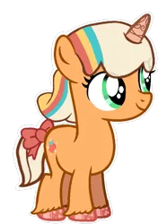 Size: 531x755 | Tagged: safe, artist:artsmlpgen5, derpibooru import, unicorn, g4, g5, female, g5 to g4, generation leap, horn, image, peach fizz, png, simple background, solo, transparent background