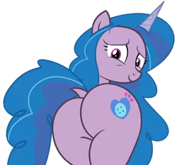 Size: 1146x1068 | Tagged: safe, artist:shieldwingarmorofgod, derpibooru import, izzy moonbow, pony, unicorn, g4, g5, butt, dock, g5 to g4, generation leap, horn, image, izzy moonbutt, looking at you, looking back, looking back at you, plot, png, rear view, simple background, tail, transparent background, vector