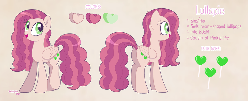 Size: 3104x1272 | Tagged: safe, artist:lullapiies, derpibooru import, oc, oc:lullapie, pegasus, pony, female, image, mare, png, reference sheet, solo