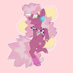 Size: 1800x1800 | Tagged: safe, artist:meteor s, derpibooru import, cheerilee, earth pony, pony, braces, female, image, mare, pink background, png, simple background, solo, younger