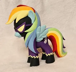 Size: 1146x1074 | Tagged: safe, artist:sanadaookmai, derpibooru import, rainbow dash, pegasus, pony, clothes, costume, craft, image, irl, jpeg, nightmare night costume, photo, shadowbolt dash, shadowbolts costume, solo, toy