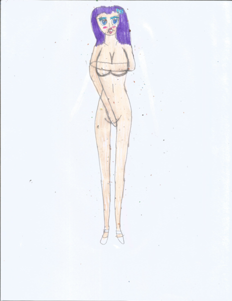 Size: 1700x2200 | Tagged: suggestive, artist:justinandrew1984, rarity, human, blushing, covering breasts, covering crotch, drawing, embarrassed, humanized, image, naked rarity, png