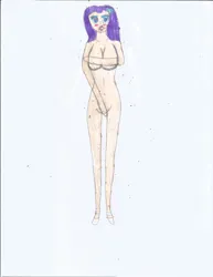 Size: 1700x2200 | Tagged: suggestive, artist:justinandrew1984, rarity, human, blushing, covering breasts, covering crotch, drawing, embarrassed, humanized, image, naked rarity, png