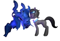 Size: 1920x1315 | Tagged: safe, artist:saphire systrine, derpibooru import, king sombra, princess luna, 3d, blender, blender eevee, cute, duo, duo male and female, female, image, male, png, ship:lumbra, shipping, simple background, straight, transparent background, vs twi