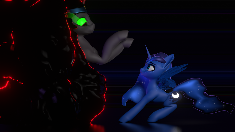 Size: 1920x1080 | Tagged: safe, artist:saphire systrine, derpibooru import, king sombra, princess luna, 3d, blender, blender eevee, image, png, simple background, transparent background, vs twi