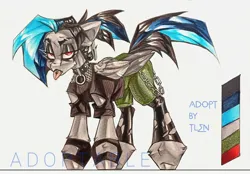 Size: 2048x1422 | Tagged: safe, artist:tlen borowski, derpibooru import, oc, unofficial characters only, pegasus, pony, adoptable, butt, chains, clothes, collar, ear piercing, fishnet clothing, fluffy, folded wings, hooves, image, jacket, jpeg, leather, leather jacket, legwear, looking at you, makeup, multicolored hair, palette, pegasus oc, piercing, plot, reference sheet, ripped stockings, socks, stockings, tail, thigh highs, tongue out, tongue piercing, torn clothes, traditional art, wings