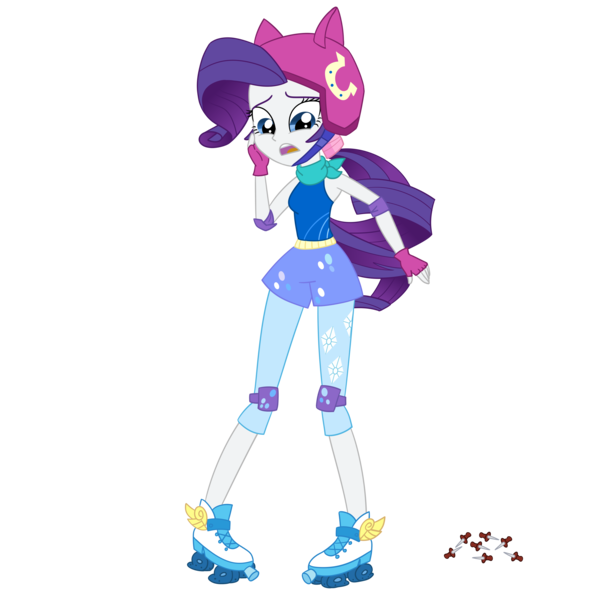 Size: 3000x3000 | Tagged: safe, artist:nie-martw-sie-o-mnie, derpibooru import, rarity, equestria girls, g4, alternate universe, commission, commissioner:jrshinkansenhorse, deflated, deflation, flat tire, friendship games outfit, gasp, holes, horrified, image, implied time travel, my little pony equestria girls: friendship games, nails, png, puncture, roller skates, sad, shocked, simple background, skates, star trek, star trek: sunset shimmer, this will not end well, thumbtack, thumbtacks, transparent background, tri-cross relay outfit, wheel