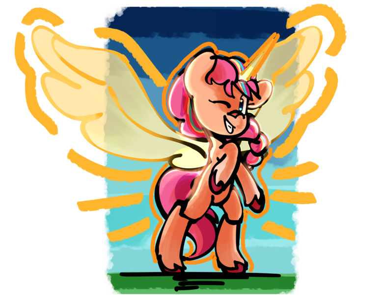 Size: 2600x2000 | Tagged: safe, artist:ronin20181, derpibooru import, sunny starscout, alicorn, g5, my little pony: a new generation, image, png, race swap, solo, sunnycorn