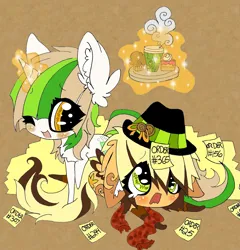 Size: 1205x1256 | Tagged: safe, artist:aspenglowe, derpibooru import, oc, unofficial characters only, earth pony, pony, unicorn, 2012, chibi, crying, cute, duo, duo female, female, horn, image, mare, mare oc, ocbetes, one eye closed, open mouth, open smile, png, smiling, unicorn oc, wink