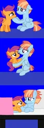 Size: 1064x3080 | Tagged: artist needed, safe, anonymous artist, artist:alissia0805, artist:ariados4711, artist:moonlight1467, artist:paganmuffin, artist:starfawnbases, derpibooru import, scootaloo, windy whistles, pegasus, pony, adopted, adopted daughter, adopted offspring, alternate hairstyle, base used, bed, bedroom, blanket, comforting, cradling, crying, cute, cutealoo, daaaaaaaaaaaw, dialogue in the description, duo, duo female, eyeshadow, female, filly, foal, folded wings, freckles, headcanon, headcanon in the description, heartwarming, holding, hoof under chin, image, looking at each other, looking at someone, lying down, makeup, mare, mattress, mother and child, mother and daughter, on back, parent:windy whistles, pillow, png, reference, reference in the description, sad, scootadoption, scootalove, smiling, smiling at each other, song in the description, spread wings, story included, sweet dreams fuel, wholesome, windybetes, wings