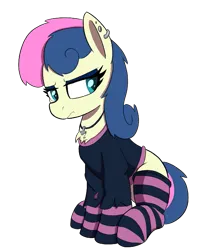 Size: 597x714 | Tagged: safe, artist:maretian, derpibooru import, bon bon, sweetie drops, earth pony, pony, clothes, image, png, simple background, socks, solo, striped socks, transparent background