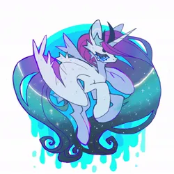 Size: 1020x1020 | Tagged: safe, artist:cutesykill, derpibooru import, rarity, alicorn, pony, g4, alicornified, alternate design, alternate hairstyle, alternate mane color, alternate tail color, alternate tailstyle, beanbrows, big ears, big hooves, blue eyelashes, blue eyes, blue sclera, butt fluff, circle background, colored ear fluff, colored eyelashes, colored pinnae, colored sclera, curved horns, ear fluff, eyebrows, female, flowing mane, flowing tail, folded wings, horn, image, jpeg, leg fluff, lidded eyes, long horn, long mane, long tail, looking at you, mare, multicolored mane, multicolored tail, multiple horns, no mouth, profile, race swap, raised hoof, raised hooves, raricorn, simple background, slender, solo, sparkly mane, sparkly tail, tail, thin, unicorn horn, unusual pupils, wall of tags, wavy mane, wavy tail, white background, white coat, wings