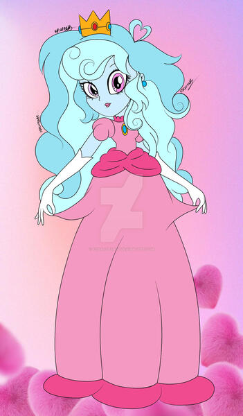 Size: 1280x2188 | Tagged: safe, artist:xoxastraart, derpibooru import, oc, oc:jemimasparkle, unofficial characters only, human, equestria girls, g4, clothes, crown, curtsey, cute, dress, ear piercing, earring, evening gloves, female, gloves, gown, image, jewelry, jpeg, lipstick, long gloves, ocbetes, piercing, princess peach, regalia, smiling, solo, super mario bros.