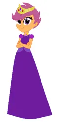 Size: 242x478 | Tagged: safe, artist:glittertiara, artist:selenaede, derpibooru import, scootaloo, human, equestria girls, g4, base used, clothes, crossed arms, crown, cute, cutealoo, dress, female, image, jewelry, necklace, png, poofy shoulders, princess, princess scootaloo, regalia, scootaloo also dresses in style, smiling, solo