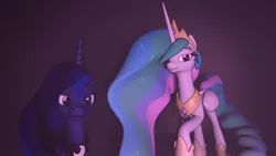 Size: 1920x1080 | Tagged: safe, artist:midnightdanny, ponerpics import, princess celestia, princess luna, pony, 3d, female, image, jpeg, mare, siblings, sisters