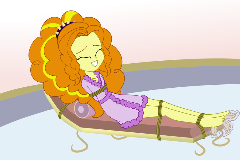 Size: 3000x2000 | Tagged: safe, artist:nie-martw-sie-o-mnie, derpibooru import, part of a set, adagio dazzle, human, equestria girls, g4, bathrobe, bondage, clothes, eyes closed, feather, feet, female, foot tickling, image, png, robe, rope, rope bondage, solo, spa, tickling, tied down