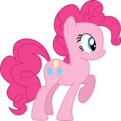 Size: 900x897 | Tagged: safe, artist:littleponyforever, derpibooru import, pinkie pie, earth pony, pony, g4, female, image, mare, png, raised hoof, simple background, smiling, solo, transparent background, vector