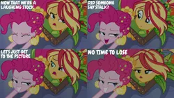 Size: 2000x1125 | Tagged: safe, derpibooru import, edit, edited screencap, editor:quoterific, screencap, pinkie pie, sunset shimmer, equestria girls, g4, duo, duo female, equestria girls specials, female, image, my little pony equestria girls: holidays unwrapped, o come all ye squashful, png