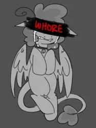 Size: 600x800 | Tagged: safe, artist:puppie, derpibooru import, oc, oc:raevyn, unofficial characters only, pegasus, colorless, crying, hurting, image, png, sketch, vent art, vulgar