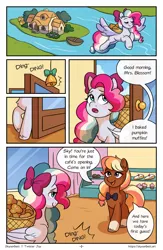 Size: 1496x2300 | Tagged: safe, artist:skysorbett, derpibooru import, oc, oc:hazel blossom, oc:sky sorbet, unofficial characters only, earth pony, pegasus, pony, comic:breaking free, comic, female, image, mare, png, speech bubble, talking