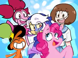 Size: 1175x875 | Tagged: safe, derpibooru import, pinkie pie, crossover, image, jpeg, spinel (steven universe), steven universe, the collector, the owl house, wander (wander over yonder), wander over yonder