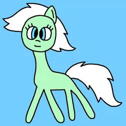 Size: 896x894 | Tagged: safe, artist:the-rainbow-nigga420, derpibooru import, minty (g1), earth pony, pony, g1, g4, 1000 hours in ms paint, blue background, closed mouth, cute, female, g1 mintabetes, g1 to g4, generation leap, image, mare, ms paint, png, simple background, smiling, solo